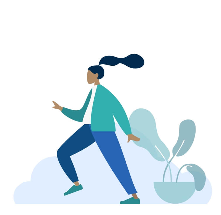 Person walking next to a cloud